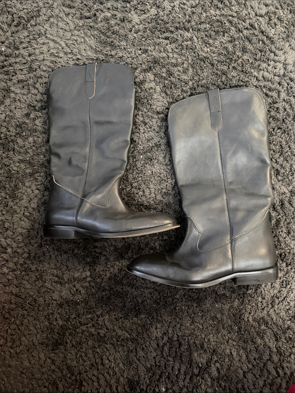 Zara Black Kids' Leather Tall Boots
